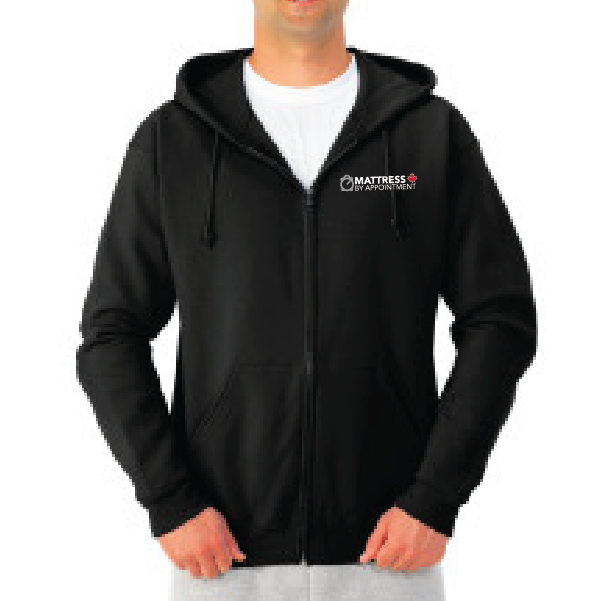 Mattress By Appointment Canada Embroidered Full Zup  Hoodie in Black 