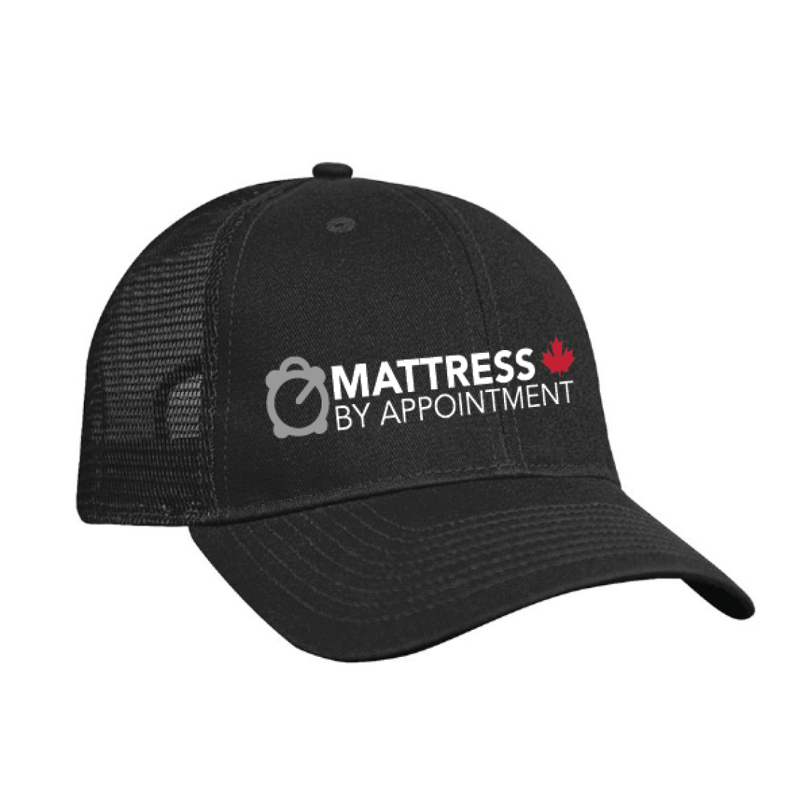 Mattress By Appointment Embroidered Truckers Mesh Cap in Black