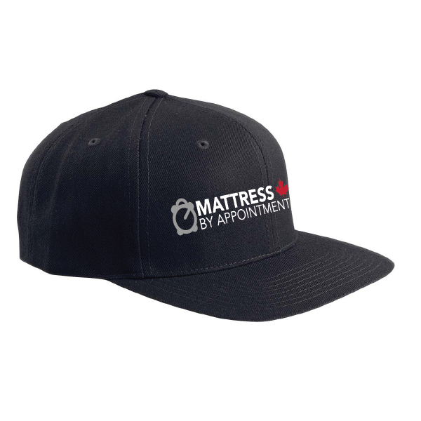 Mattress By Appointment Embroidered Yupoong Classic SnapBack Ball Cap in Black