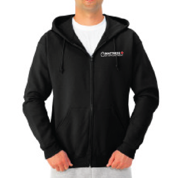 Mattress By Appointment Embroidered Full Zip Hoodie in Black
