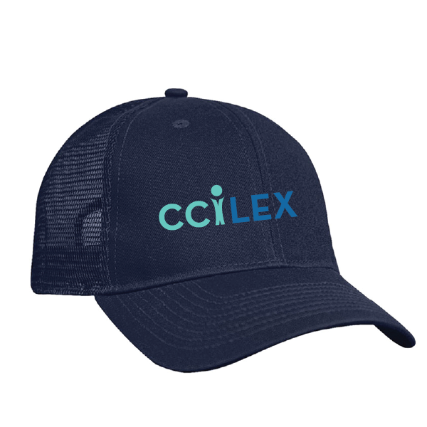 CCILEX embroidered on navy trucker cap.