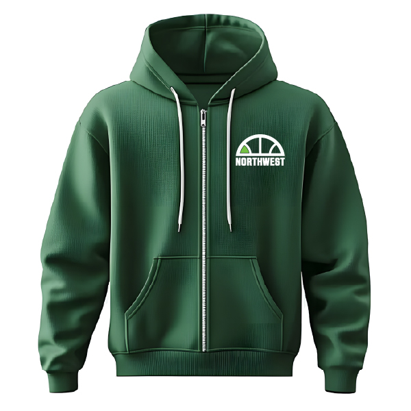 Northwest Basketball Green FullZip Hoodie
