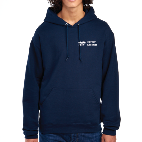 L'Arche Edmonton Navy Blue Hoodie with left chest embroidery